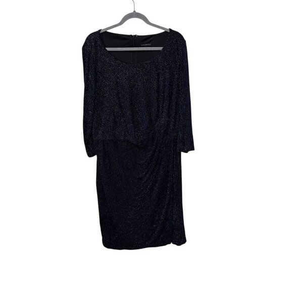 Lane Bryant Metallic Navy Blue Sparkle Dress 18/20  3/4 Sleeves & Back Zip NWT - Picture 1 of 7